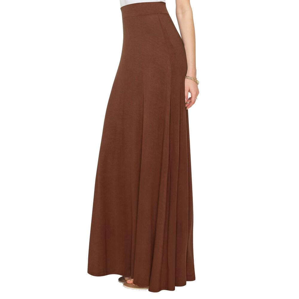 1664 LL WB1434 Solid Maxi Skirt with Elastic Waist Band 4XL Rust